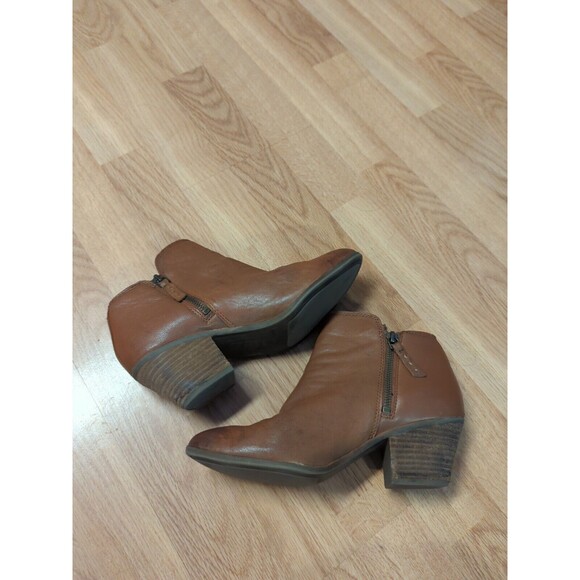 Frye Judith Bootie Boots Womens 8M Cognac Brown Leather Zip Ankle 2.5" Heel - Picture 4 of 12